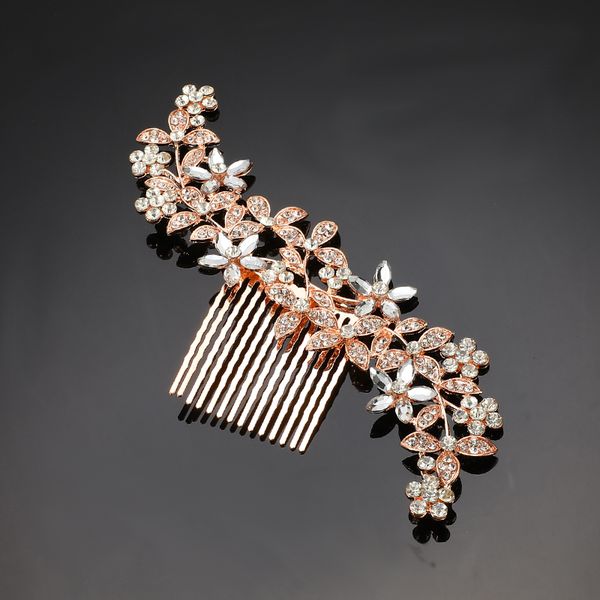 

bride crystal rhinestones pearls hairpins rose gold wedding hair combs women bridal headpiece hair jewelry accessories, Golden;silver