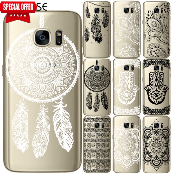 

цветочные кружева mandala мягкий тпу чехол для samsung galaxy коке s8 + mini s6 s7 край s9 s10 plus e s10e примечание 3 4 5 8 9 телефон обло