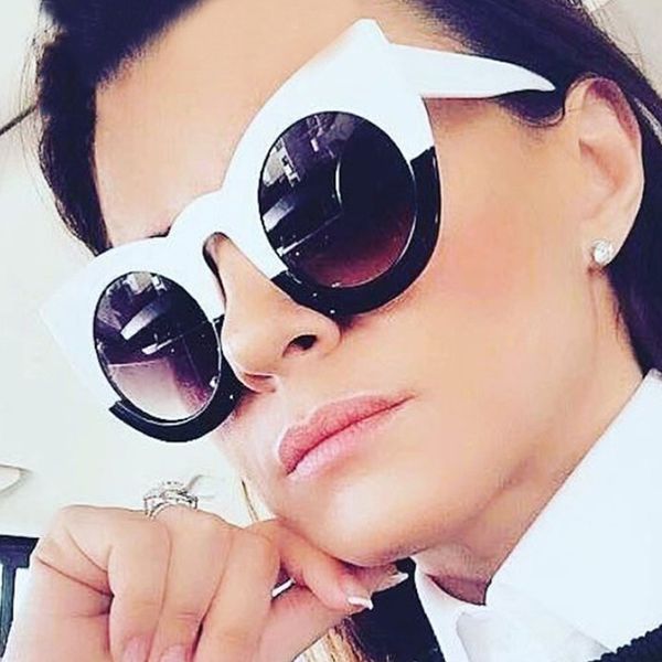 

new fashion all-match cat's eye sun men's and women's personalized sun sunglasses fashion glasses, White;black