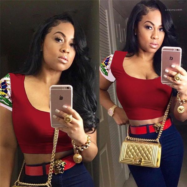 

short sleeve high streetwear fashion u neck skinny short tees summer floral solid color womens designer tshirts, White