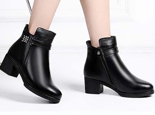 

fashion leather star women shoes woman leather short autumn winter ankle designer fashion brand women boots p173, Black