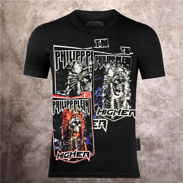 

2020ss spring and summer new high grade cotton printing short sleeve round neck panel t-shirt m-xxxl color: off black white tshirts t69, Black;brown