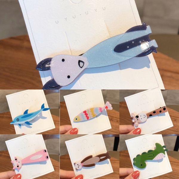 

mxcwk korean style children's hair accessories baby hairpin little girl's side clip headdress headdress cute cartoon little animal, Slivery;white