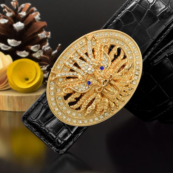 

ceinture orientale metal punk cintos para hombre marca crocodile pattern men brand leather belt man waist strap, Black;brown