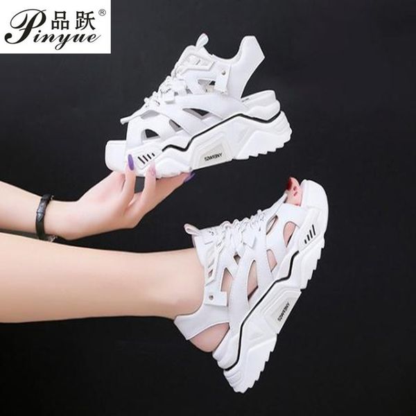 

summer women platform sandals ulzzang fashion designers lace up chunky casual shoes sports wedges shoes for woman sandal 2020, Black