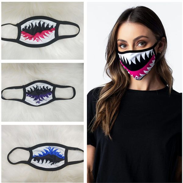 

fashion women face mask shark print dustproof windproof face masks summer mouth muffle soft washable breathable durable face mask, Blue