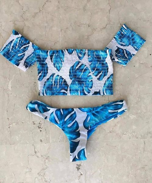 

designer swimsuit womens floral embossing pleat geometric bikini set back straped swimwear drop shipping good quality, White;black