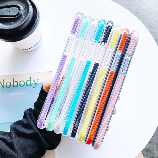 

new 2020 ins brief design for iphone6-11 pro max cell phone case 100%tpu 8colours fitted case and dit-ristant ing