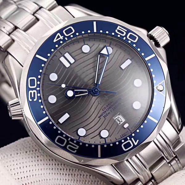 

professional 300m james bond 007 watch master co-axial automatic movment stainless strap sport men mens watches wristwatches, Slivery;brown