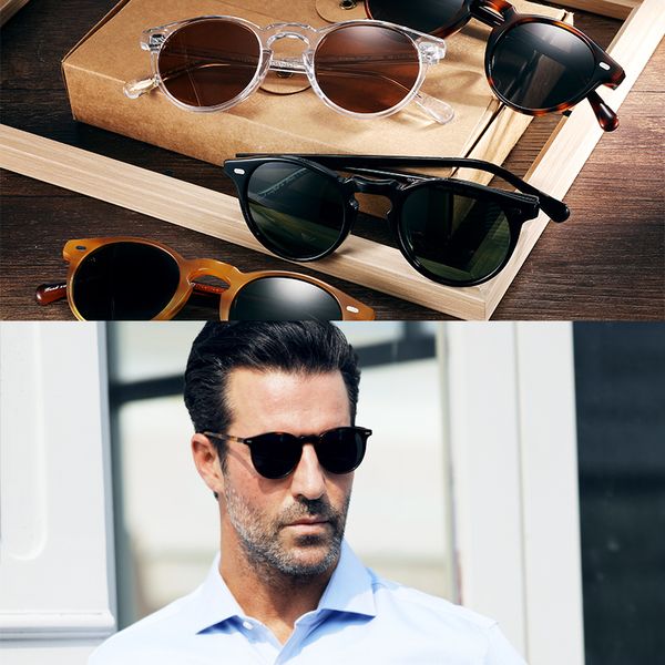 

vintage polarized sunglasses ov5186 clear frame gregory peck brand designer men women circle glasses, White;black