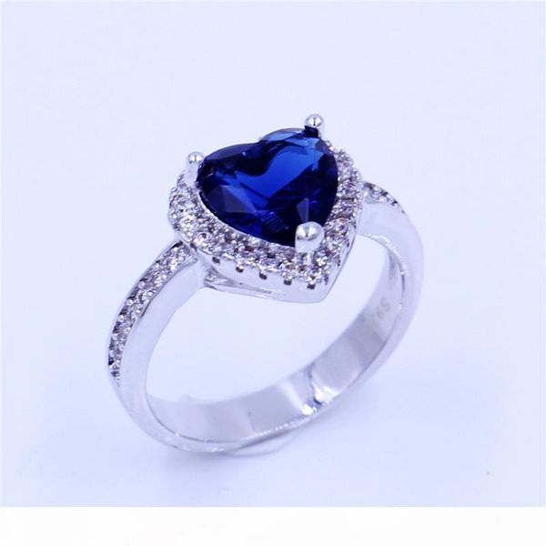 

size 7-14 fashion cool male jewelry muslim islamism 316l size 7-14 heart love wedding rings for women blue 5a zircon cz 925 silver filled f, Slivery;golden