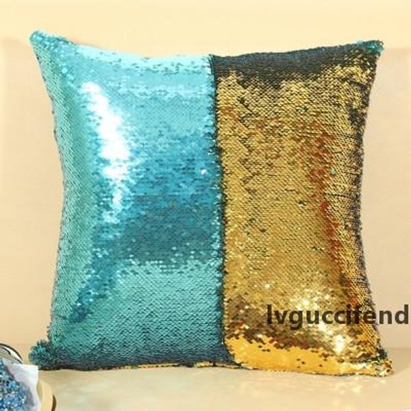 

dhl 10 types two-color sequin pillow case throw cushion cover sequins home soft cushions mermaid pillow covers gift for couch sofa bedroom