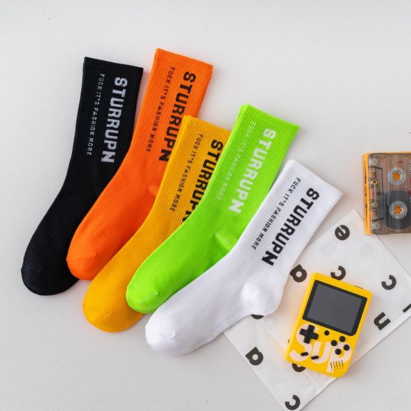 

socks women's middle tube ins fashionable net red thin black cotton street korean style ulzzang stockings stockings men's long tub, Pink;yellow