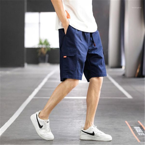 

new designer drawstring comfortable pants beach mens casual overalls pants fashion trend loose multi-bag plus size shorts, White;black