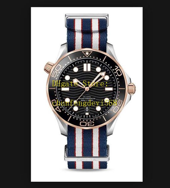 

male wristwatches 42mm 210.20.42.20.03.002 sports watches nylon strap co-axial aqua terra designer automatic fashion men's luxury watch, Slivery;brown