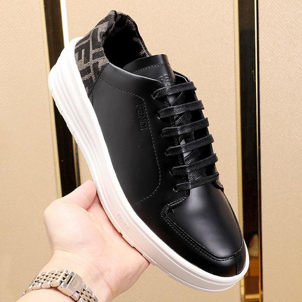 

new arrival mens shoes scarpe sportive da uomo sports comfortable outdoor walking shoes leather low - sneakers lace -up casual men shoes, Black