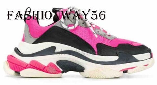 

fushia luxury dad shoes mens women grey black tennis casual shoes fashion paris 17fw triple-s