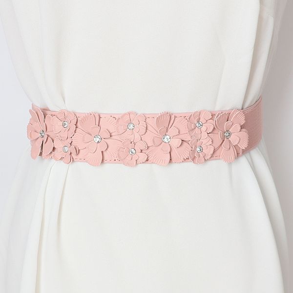 

2020 fashion new design belts for women solid black flower pu leather wide belt female stylish elastic waistband zk789, Black;brown