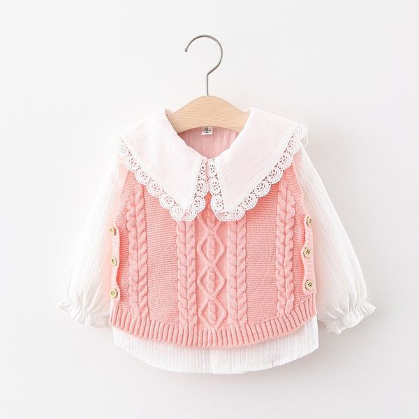 

kids designer clothes girls wool open skirt set, White