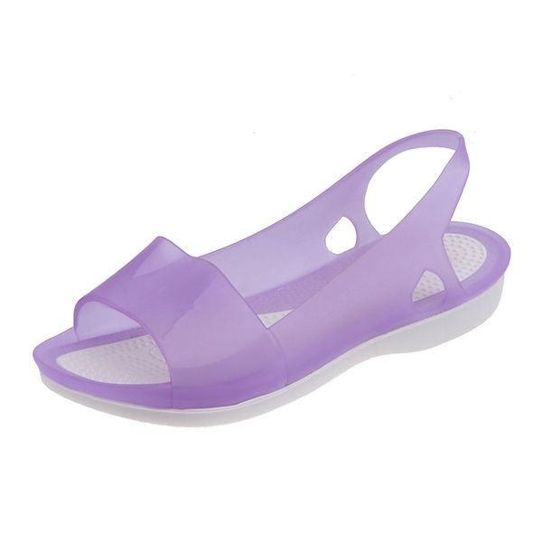 

2020 new women's summer colorful jelly shoes woman casual beach flat sandals peep toe non-slip plastic slipper, Black