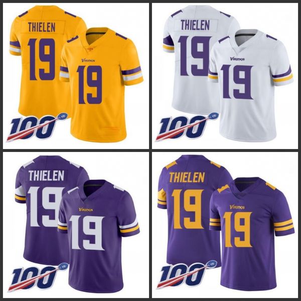 

minnesota vikings men #19 adam thielen purple men's women youth stitched nfl limited rush 100th season jersey