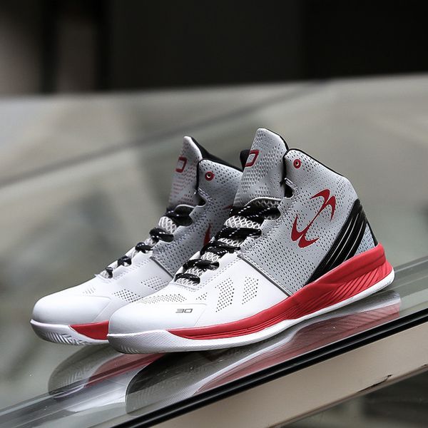 

man high-basketball shoes men cushioning light basketball sneakers couple anti-skid breathable lace outdoor sports men shoes, Black