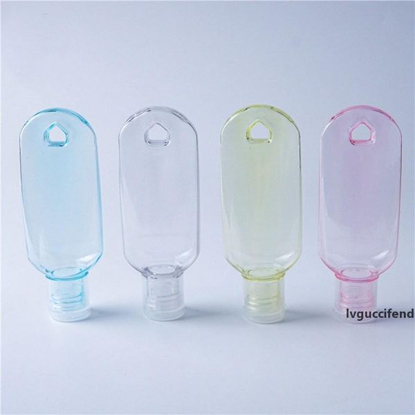 

30ml 60ml colorful refillable flip cap bottle with key ring hook empty hand sanitizer bottle for travel cyz2496
