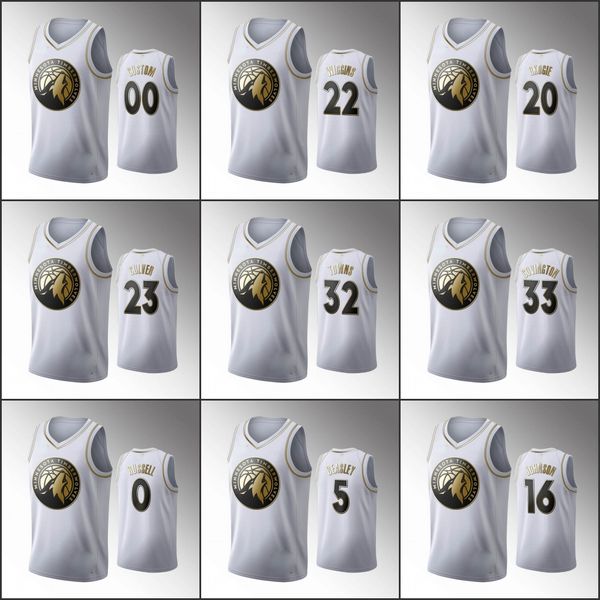 

minnesota timberwolves men james johnson d'angelo russell karl-anthony towns white nba 2020 golden edition custom jersey