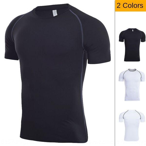 

gdg9z new sports solid color short-sleeved men's tights men's basketball team football tights sweatshirt running quick-drying swea, Black