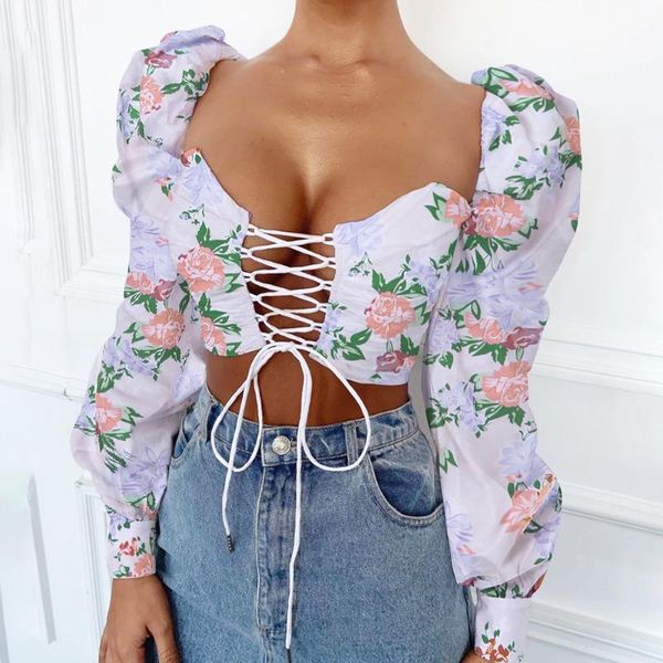 

french romance elegant boho crop women t-shirt2020 autumn winter long sleeve bohemia low cut casual tee shirts mujer, White