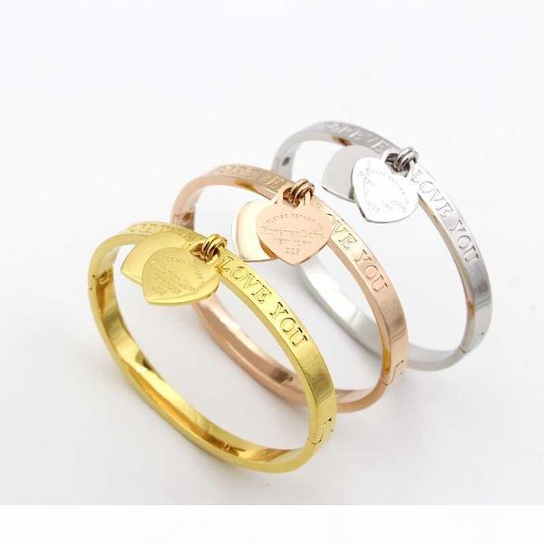 

l l 2020 exquisite fashion jewelry trade double heart bracelet female titanium rose gold bracelet, Black