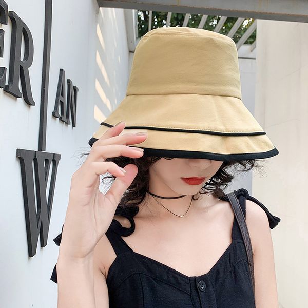 

6 colors available new fashion casual solid cap temperamental comfortable women holiday sun protection sunscreen cute bucket hat, Blue;gray