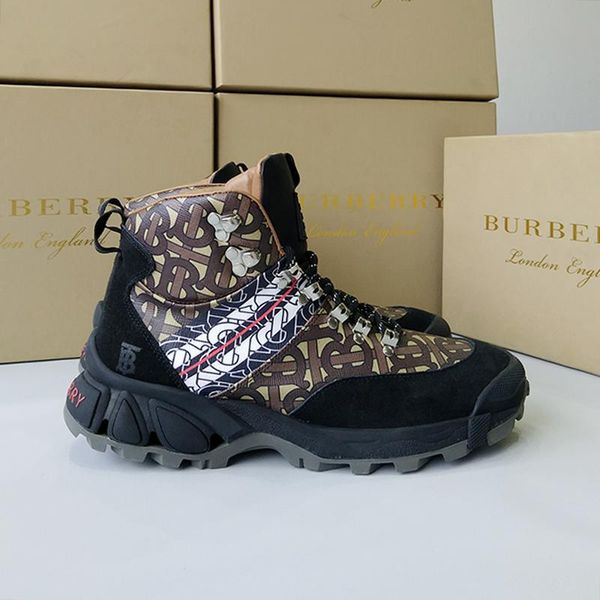 

monogram stripe e -canvas tor boots mens shoes fashion classic comfortable luxury sneakers lace -up casual men boots fast delive, Black