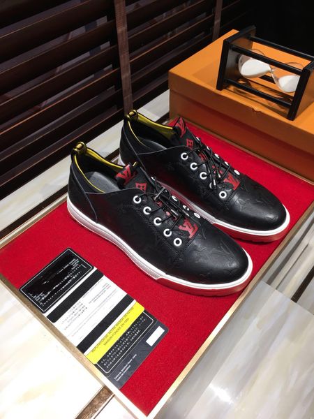 

2020u limited edition letter leather print men's daily lace up casual shoes, high-end fashionable wild outdoor sneakers, size: 38-451, Black