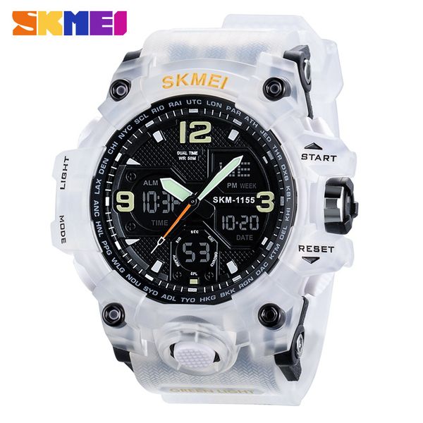 

skmei outdoor sports watches men quartz analog led digital clock man waterproof dual display wristwatches relogio, Slivery;brown