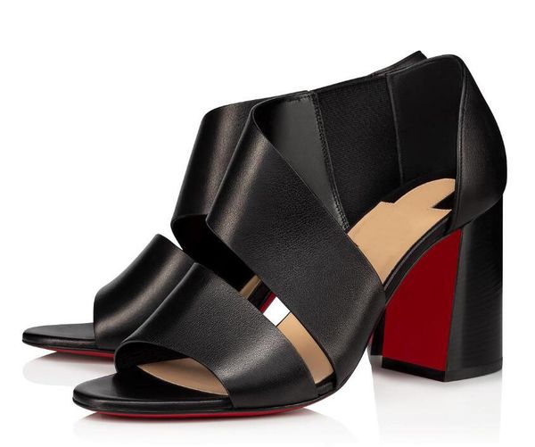 

summer women red sole sandals heels shoes casual elegant shoe beautiful italian calfskin leather black leather style heel
