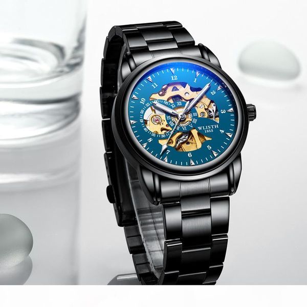 

wlisth mens watches brand automatic mechanical watch men full steel business waterproof sport watches watch, Slivery;brown