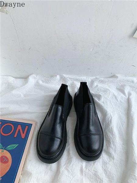 

2020 spring and autumn new small leather shoes female students wild one pedal chic british wind retro ins single shoes tide, Black