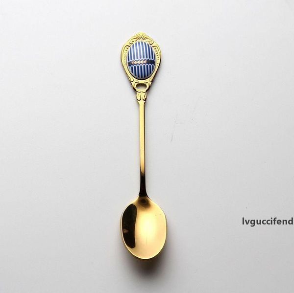 

delicate stainless steel coffee spoon gold plated small spoon stainless steel coffee spoons stir teaspoon with ceramic