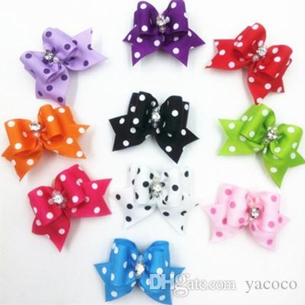 

lovely 4*2cm fabric dots bowtie dogs hair accessories pet hair bows grooming gift products cute dog ornaments supplies