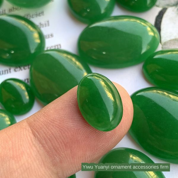 

malaysian jade oval chalcedony surface handmade diy accessory ring inlaid ring surface diy accessories, Silver