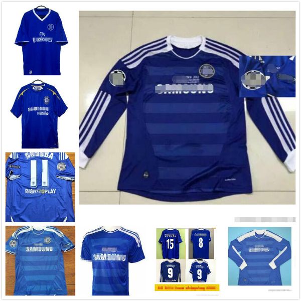 

03 05 drogba lampard mens home short sleeve soccer jerseys 11 12 torres mata daviid luiz ivanovic blue long sleeve football shirts uniforms, Black;yellow