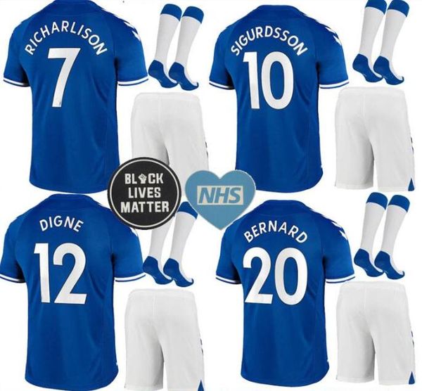 

kit 20 21 richarlison soccer jerseys home away bernard 2019 2020 sigurdsson digne cenk tosun andre gomes men kit football shirt, Black
