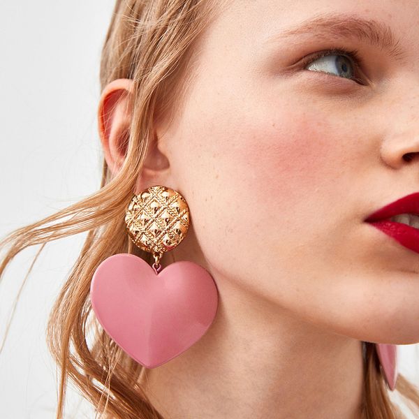 

eh8331 exaggerated alloy plaid love earrings women's bohemian style, Golden