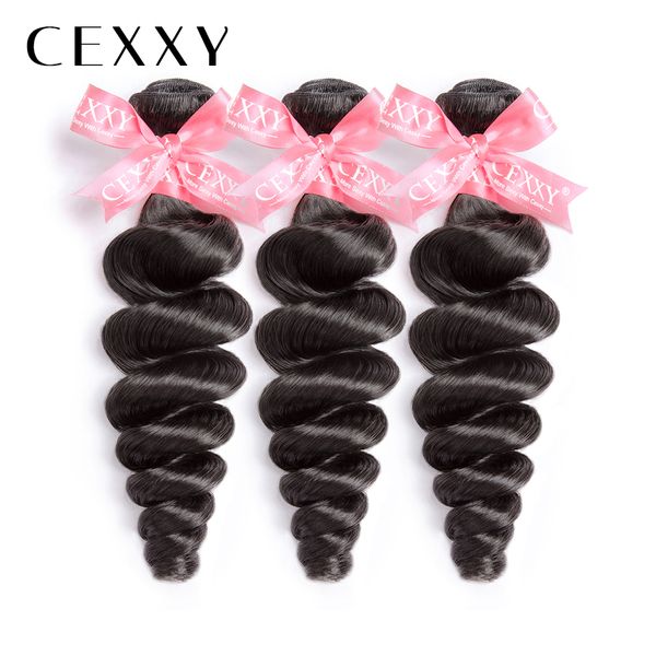 

[cexxy] onecut hair loose wave 8"-30 inch p malaysian remy hair natural color 3pcs 100% human hair weave bundles 34 inch bundles, Black;brown
