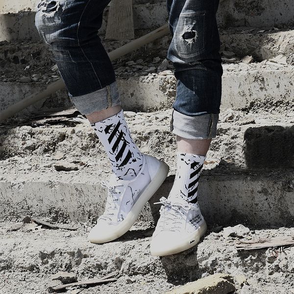 

6bdpn korean ins trendy hip-hop ulzzang cotton socks marble mid-leg sports slate harajuku marble skateboard men's and women's cott, Black