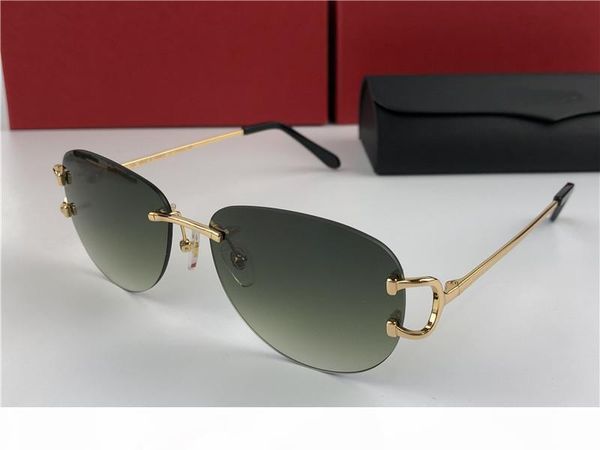 

l selling wholesale outdoor fashion sunglasses 0102 frameless round frame retro avant -garde design uv400 light color decorative e, White;black