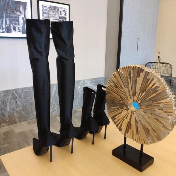 

sweeheart 2020 new autumn and winter women's leather boots fashionable  color stretch socks high heel boots lady 34-40, Black