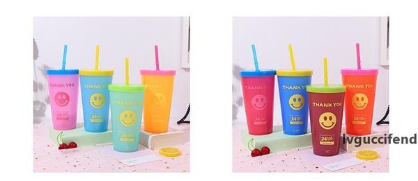 

the latest 23.6oz two style expressions, english plastic thermos cup, color changing straw cup in case of cold, ing