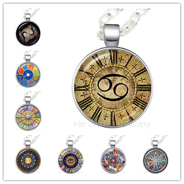 

gift explosive twelve constellations glass dome gem constellation necklace birthday, zodiac signs necklace gift, Silver